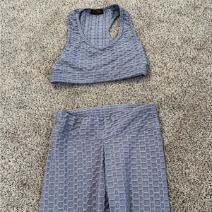 Women's Gray Textured Pants & Top Set